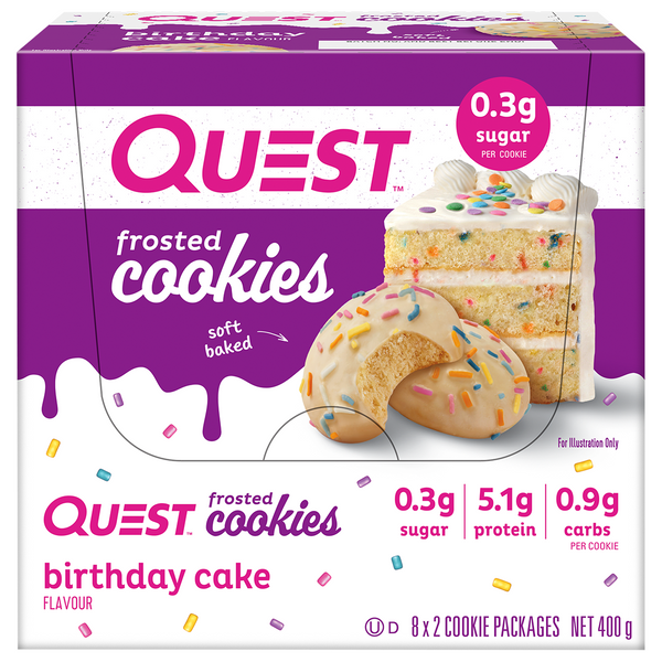 Quest Birthday Cake Frosted Cookies Box of 8