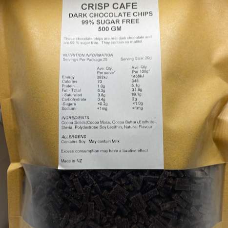 Crisp Cafe Chocolate Dark Chips 500g
